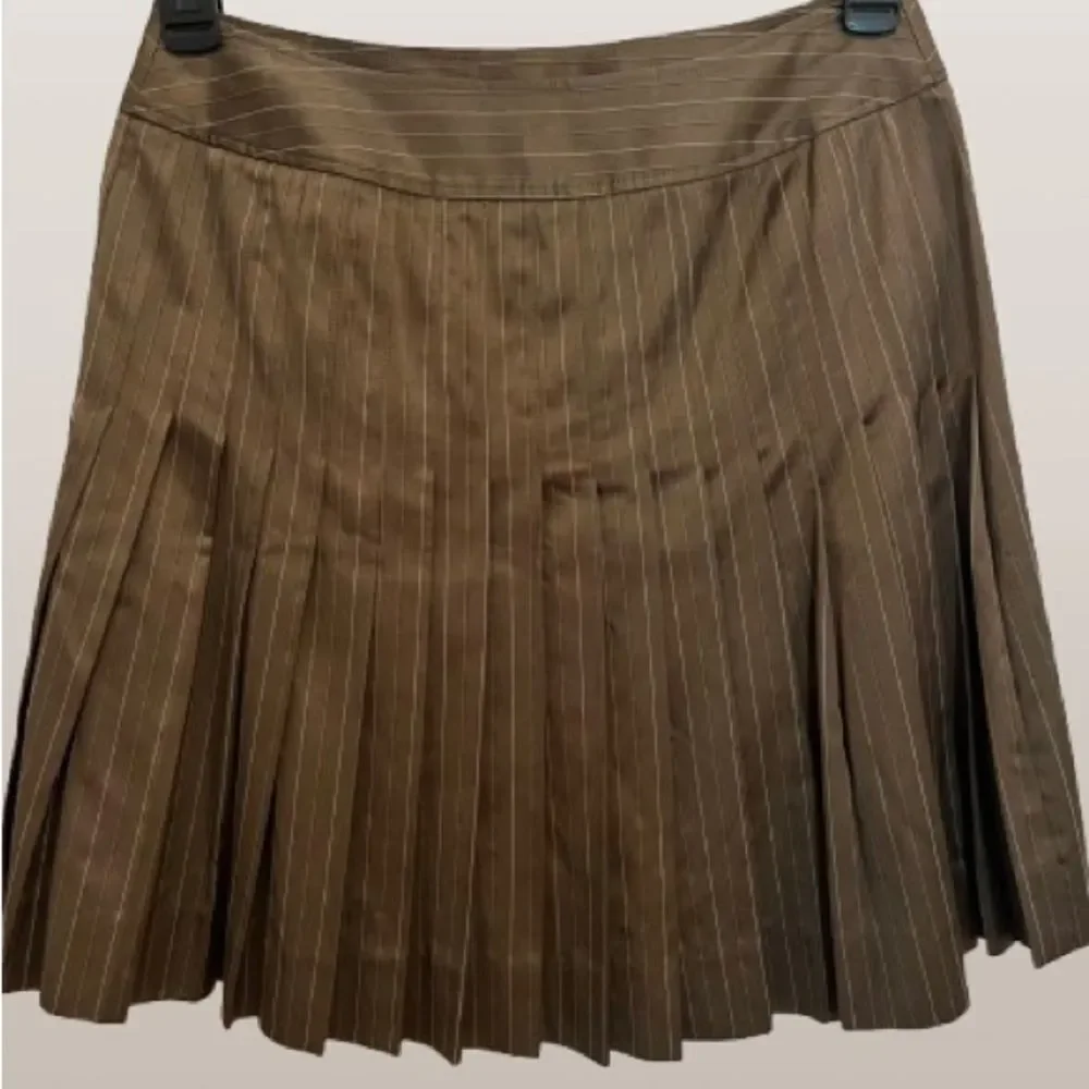 Doncaster Brown Tan Wrap Mini Skirt